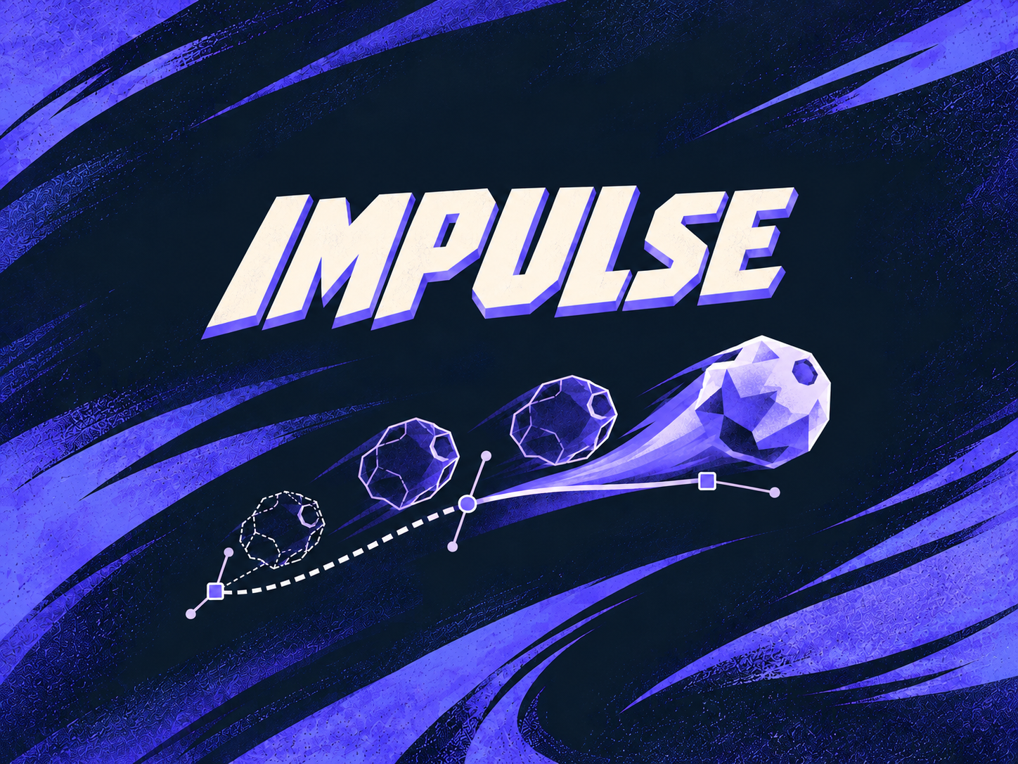 Impulse: a faceted shape following a curved motion path